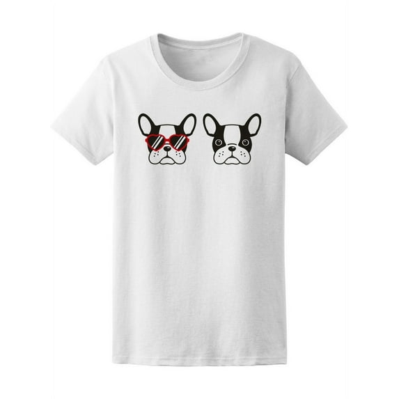 French Bulldog Dog Heart Glasses T-Shirt Women -Image by Shutterstock, Female x-Large
