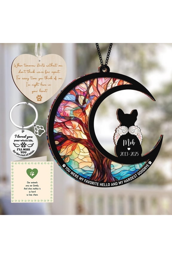 French Bulldog Dog Memorial Suncatcher Gift, Pet Loss Ornament, Bereavement Keychain, Sympathy Card
