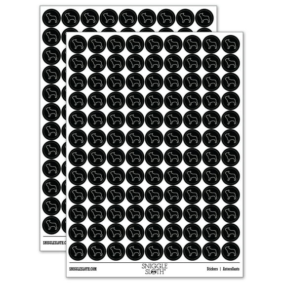 French Bulldog Dog Outline 200+ Round Stickers - Black - Gloss Finish - 0.50" Size