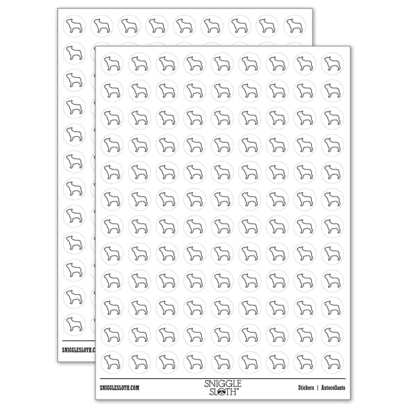 French Bulldog Dog Outline 200+ Round Stickers - White - Matte Finish - 0.50" Size