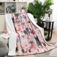 thumbnail image 1 of French Bulldog Dog Pattern with Pioneer Flower Blanket,Comfortable Soft Lamb Wool Throw Blanket,All Season,Warm Lightweight Blankets for Sofa Bed Couch Living Room Chair,50"x60", 1 of 4