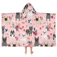 thumbnail image 1 of French Bulldog Dog Pattern with Pioneer Flower Hooded Bath Towel，50"x30" for Ages 3 To 12 Kids, Quick Dry Lightweight Soft Microfiber Hood Beach Towel Cover Up for Kids, 1 of 7