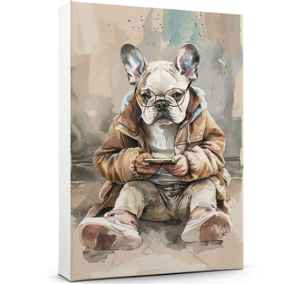 French Bulldog Dog Poster Print Bathroom Decor - French Bulldog Dog Canvas Wall Art For Bedroom Decor - Colorful Wall Art - Gifts For Women