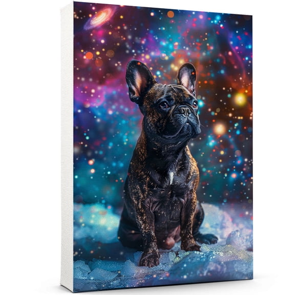 French Bulldog Dog Wall Art, Dog with Space Starry Night : Pet Puppy Posters for Bedroom 8"x12" Funny Bathroom Wall Art Decor for dog lovers