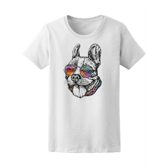 French Bulldog Dog With Glasses T-Shirt Women -Image by Shutterstock, Female XX-Large