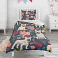 thumbnail image 1 of French Bulldog Dog and Flower Duvet Cover and Pillowcase Set for Single Bedding, Bedroom Accessories for Kids Teens, 1 of 5