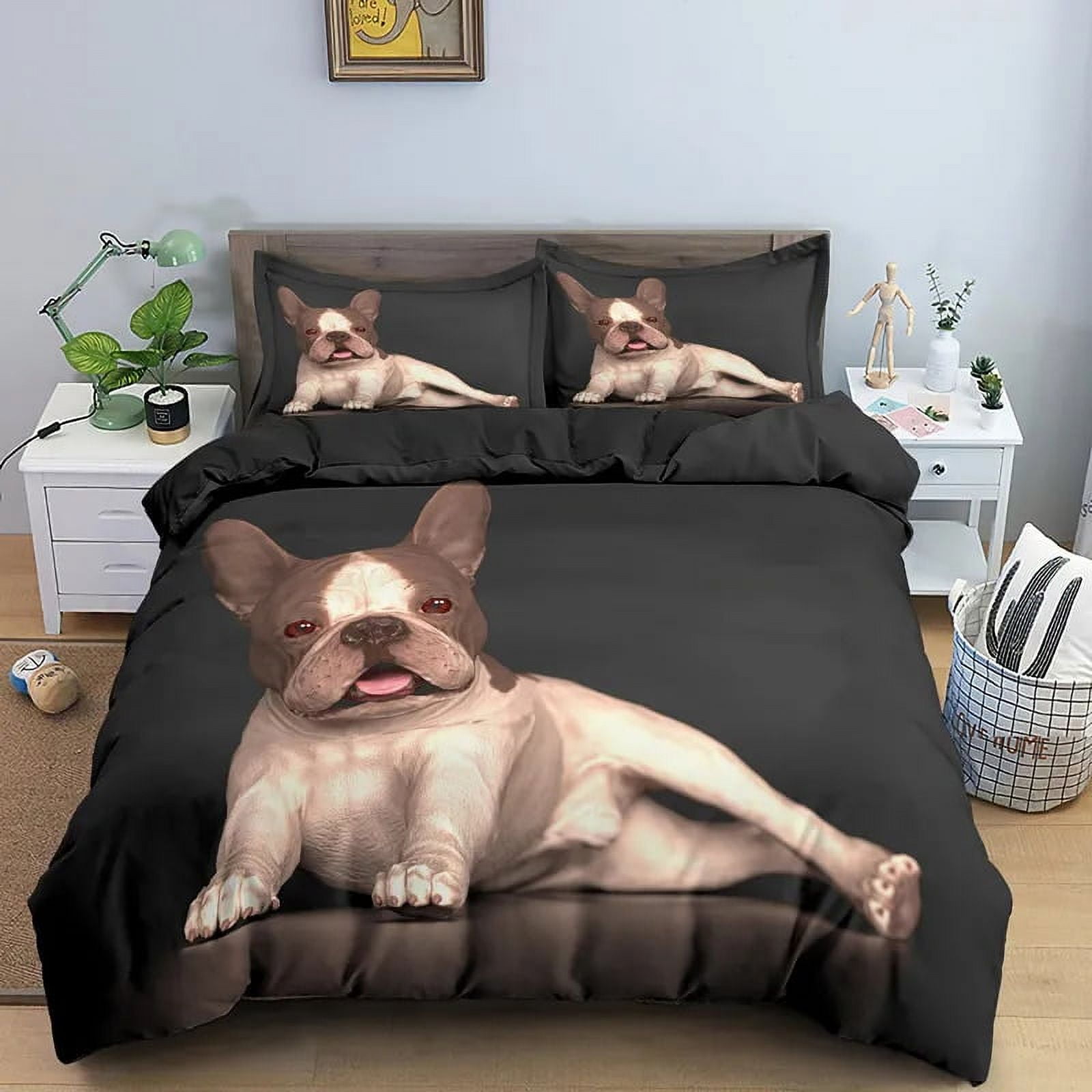 French Bulldog Duvet Cover Set Puppy Bedding Set Bedclothes with Pillowcase Single Double King Queen Size Children Adult Bed Set Walmart
