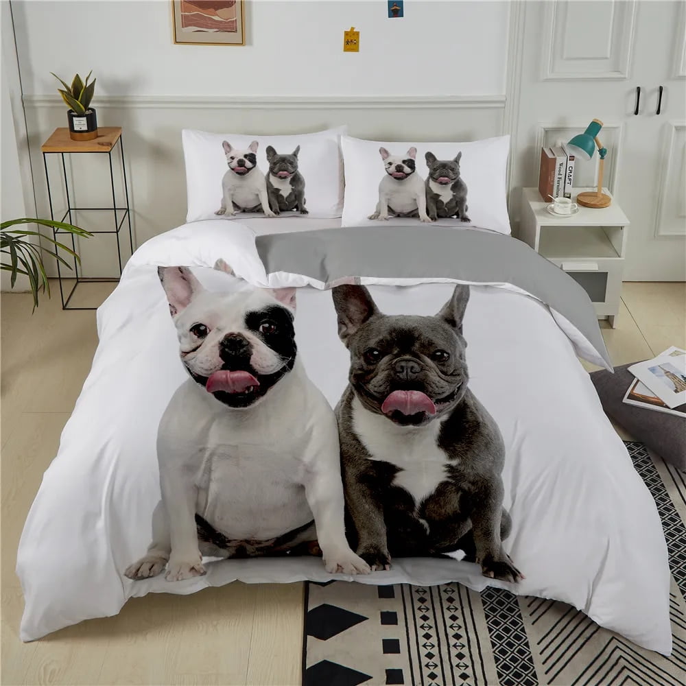 French Bulldog Duvet Cover Set Puppy Bedding Set Bedclothes with