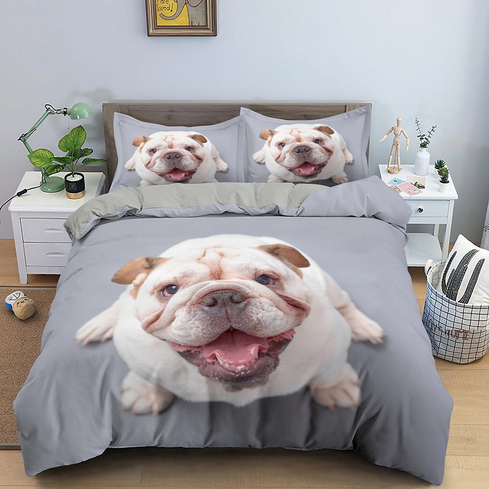 French Bulldog Duvet Cover Set Puppy Bedding Set Bedclothes with Pillowcase Single Double King Queen Size Children Adult Bed Set Walmart