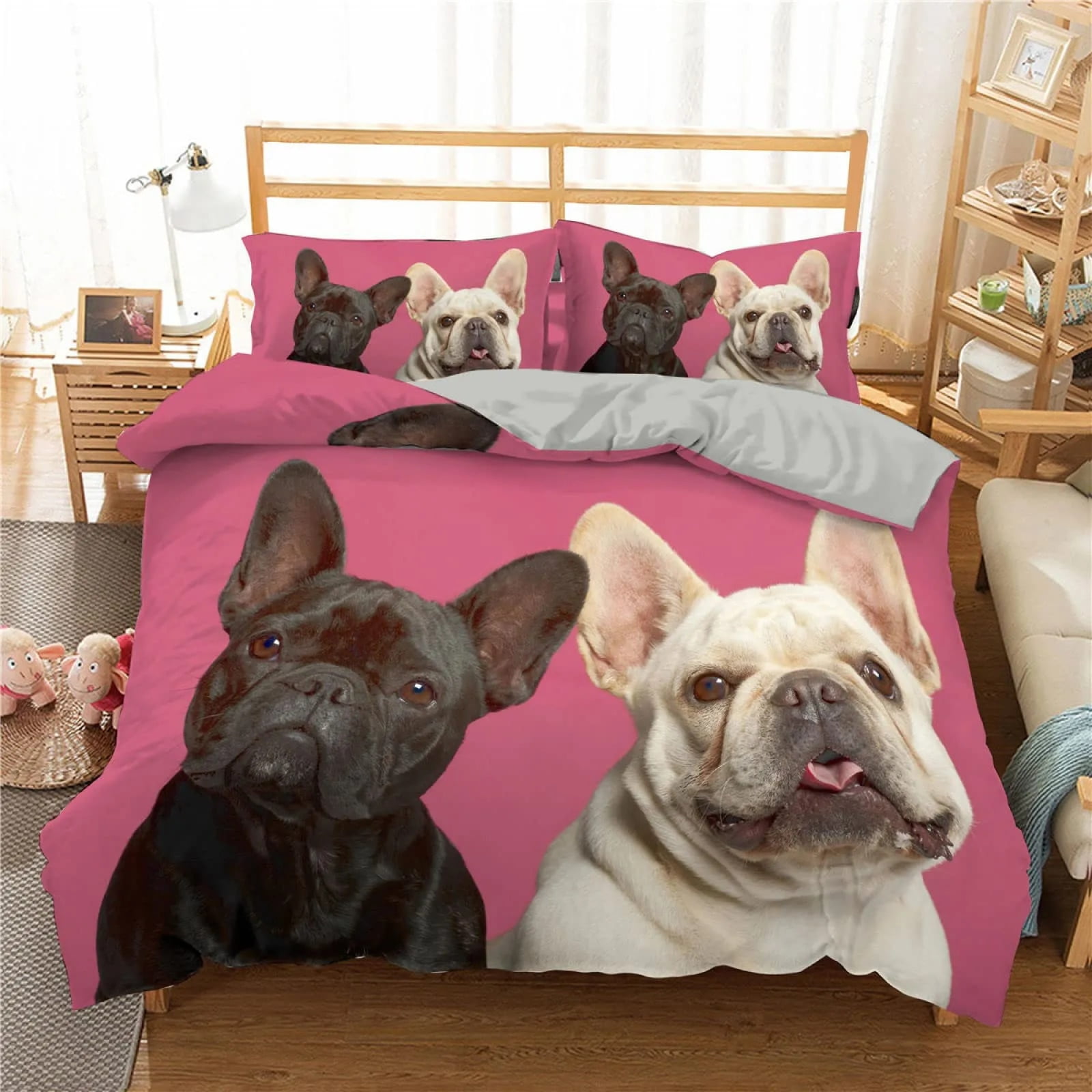 French Bulldog Duvet Cover Set Puppy Bedding Set Bedclothes with Pillowcase Single Double King Queen Size Children Adult Bed Set