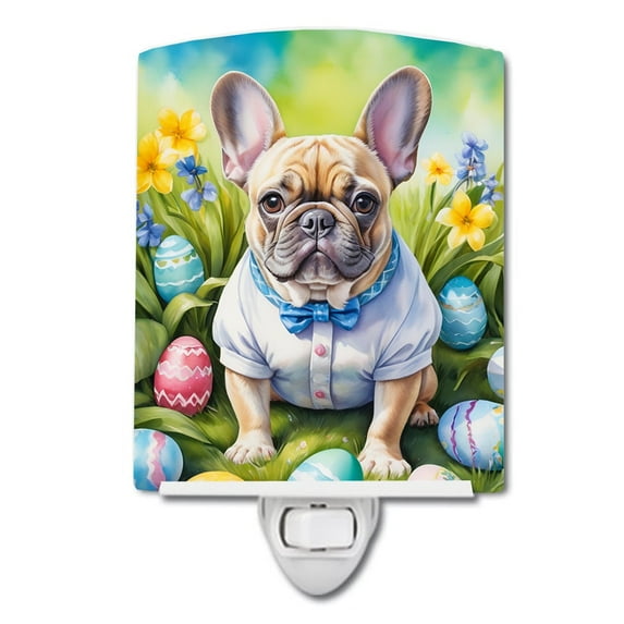 French Bulldog Easter Egg Hunt Ceramic Night Light 4 in x 6 in