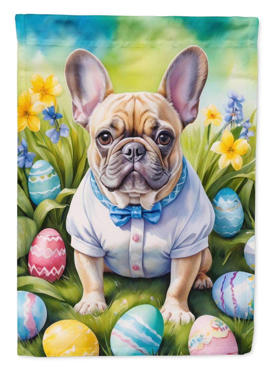 French Bulldog Easter Egg Hunt Garden Flag 11.25 in x 15.5 in