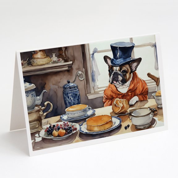 French Bulldog Fall Kitchen Pumpkins Greeting Cards and Envelopes Pack of 8 7 in x 5 in