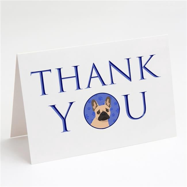 French Bulldog Fawn #1 Thank You Greeting Cards and Envelopes Pack of 8 7 in x 5 in