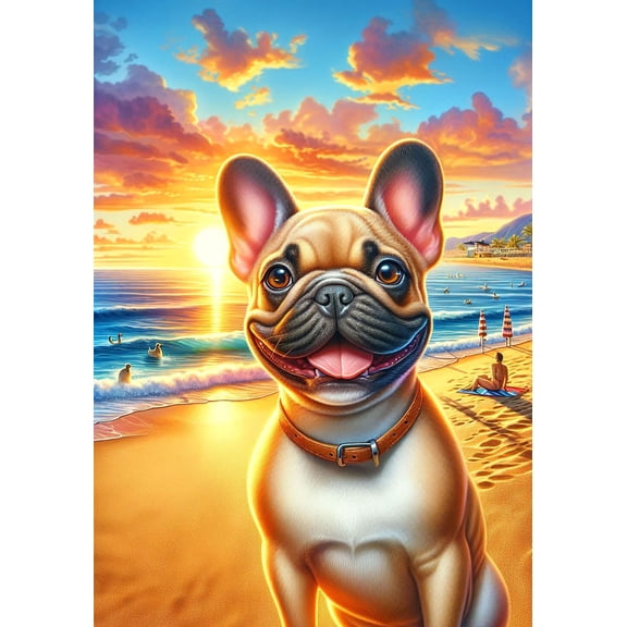 French Bulldog Fawn - Best of Breed DCR Summer Sunset Outdoor House Flag 28" x 40"