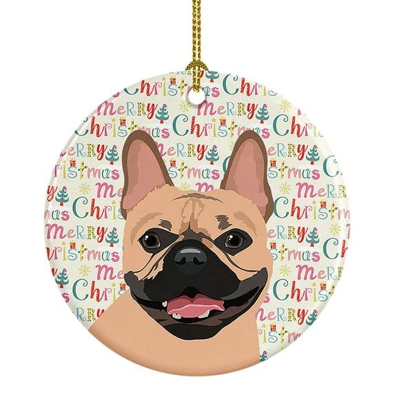 French Bulldog Fawn #2 Christmas Ceramic Ornament 2.8 in x 2.8 in
