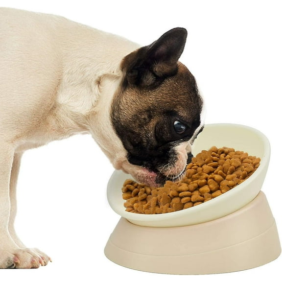 French Bulldog Food Bowl, Slanted Tilted Pug Food Water Bowl Non Slip Pet Feeder Compatible Frenchie, Shih Tzu, Flat Faced Dogs, Cat