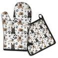 thumbnail image 1 of French Bulldog Footprint Kitchen Oven Mitt and Pot Holder Sets 2 Pcs for Baking, Cooking and Grilling, Heat Resistant Up To 392 °F, 1 of 7
