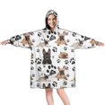 thumbnail image 1 of French Bulldog Footprint Wearable Oversized Blanket,Wearable Blanket Hoodie for Adults,Cozy Hooded Blankets with Super Pockets,Super Warm Fuzzy Pullover for Women & Men, 1 of 6