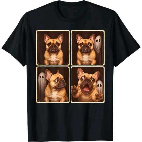French Bulldog Ghost Photo Booth Halloween Funny Dog T-Shirt - Walmart.com