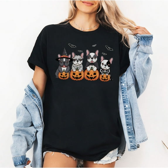French Bulldog Halloween French Bulldog Witch Dog Mom T-Shirt, Multicolors, Size S-5XL