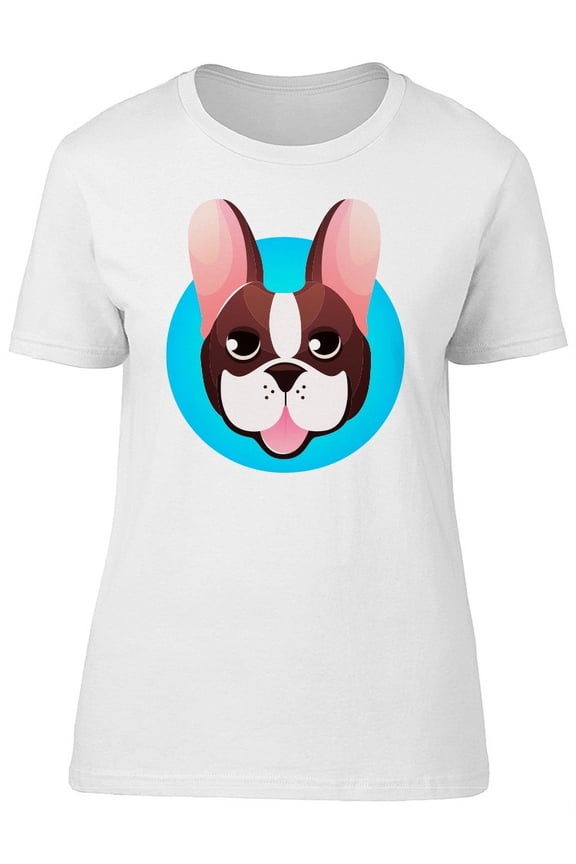 French Bulldog Head Cartoon T-Shirt Women -Image by Shutterstock, Female XX-Large