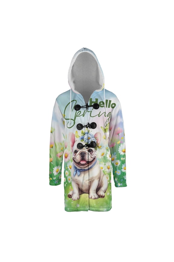 French Bulldog Hello Spring Time Flower Floral Nature All Over Print 3D Hooded Duffle Toggle Coat Dog Lover Gifts - 02031