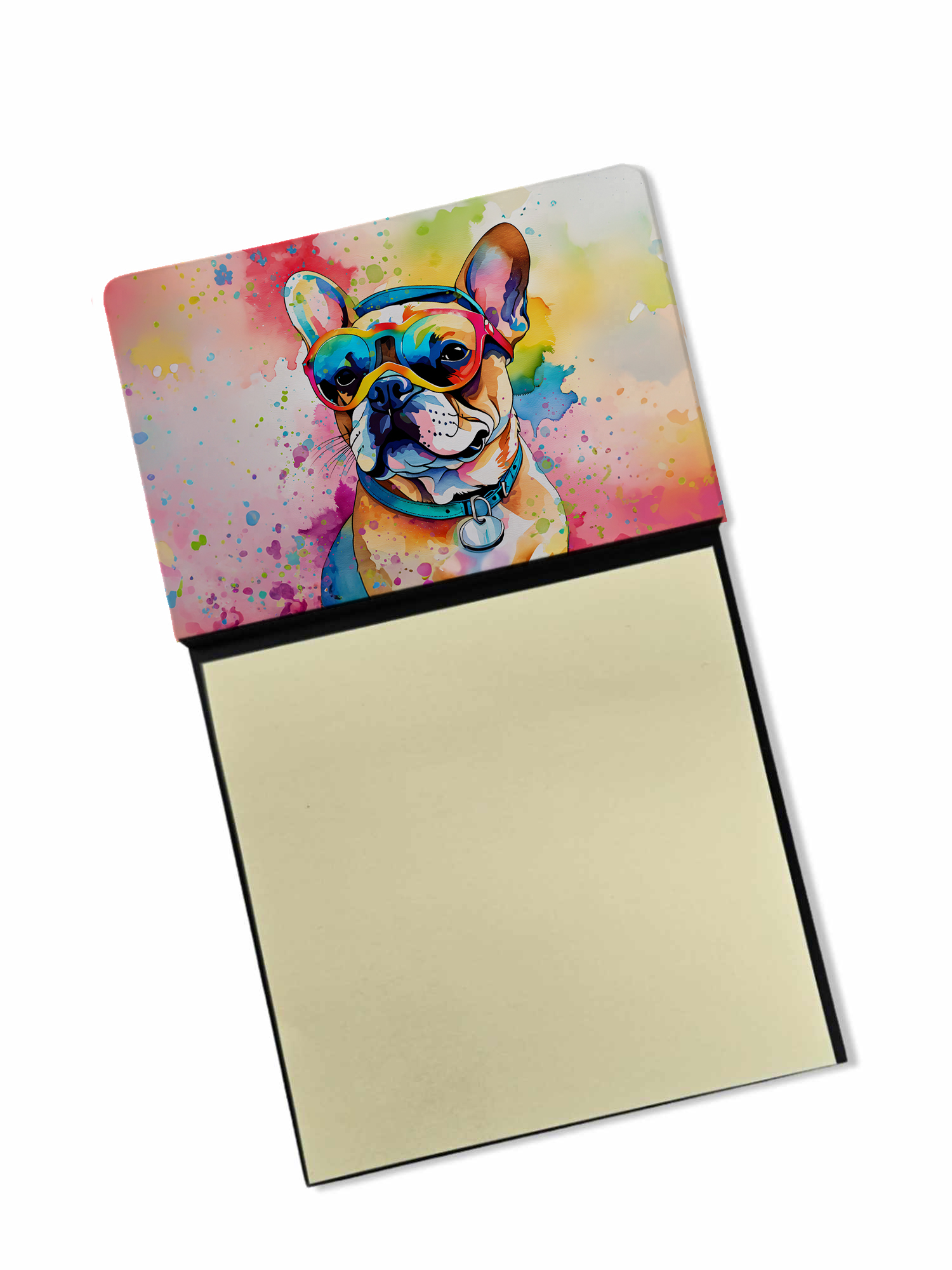 French Bulldog Hippie Dawg Sticky Note Holder 3.25 in x 5.25 in