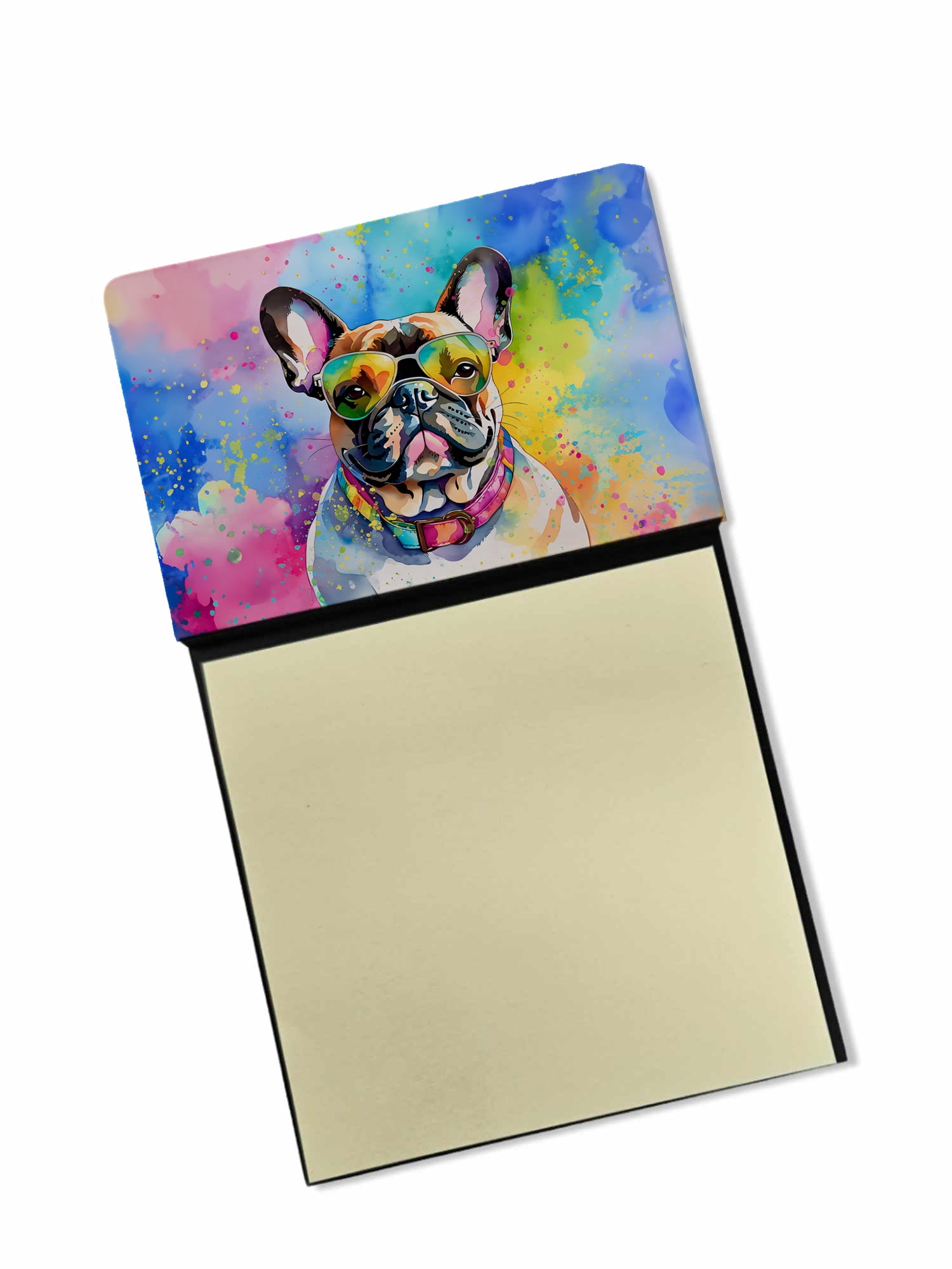 French Bulldog Hippie Dawg Sticky Note Holder 3.25 in x 5.25 in