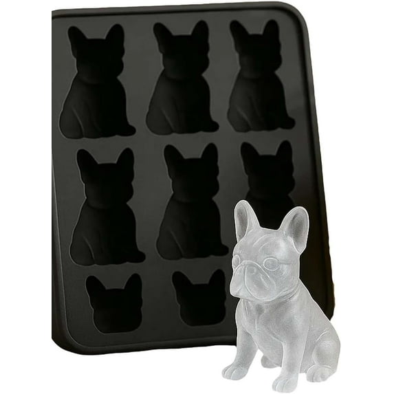 French Bulldog Ice Cube Mold,6 Hole Fun Animal Shapes Large Frenchie Bull Dog Ice Cube Tray for Whiskey,Cocktail,Bourbon, Cute Novelty French Bulldog Gifts for Decor