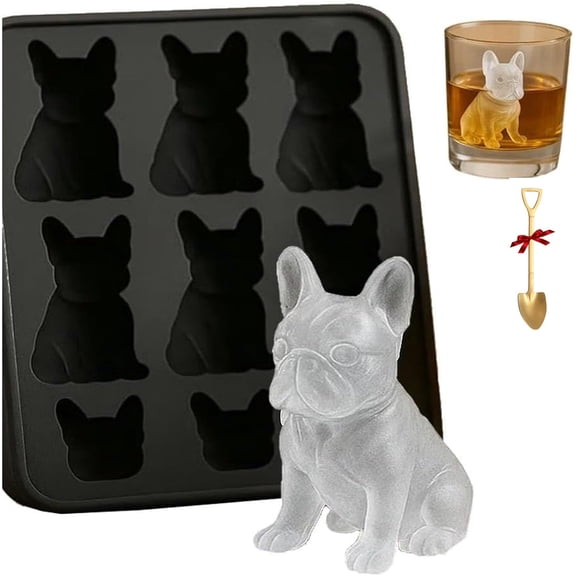 French Bulldog Ice Cube Mold-Fun Animal Shape 3D Popsicle Molds,Cute Novelty Dog Flexible Ice Maker for Bulldog Lover,Whiskey Party Drinks (B)