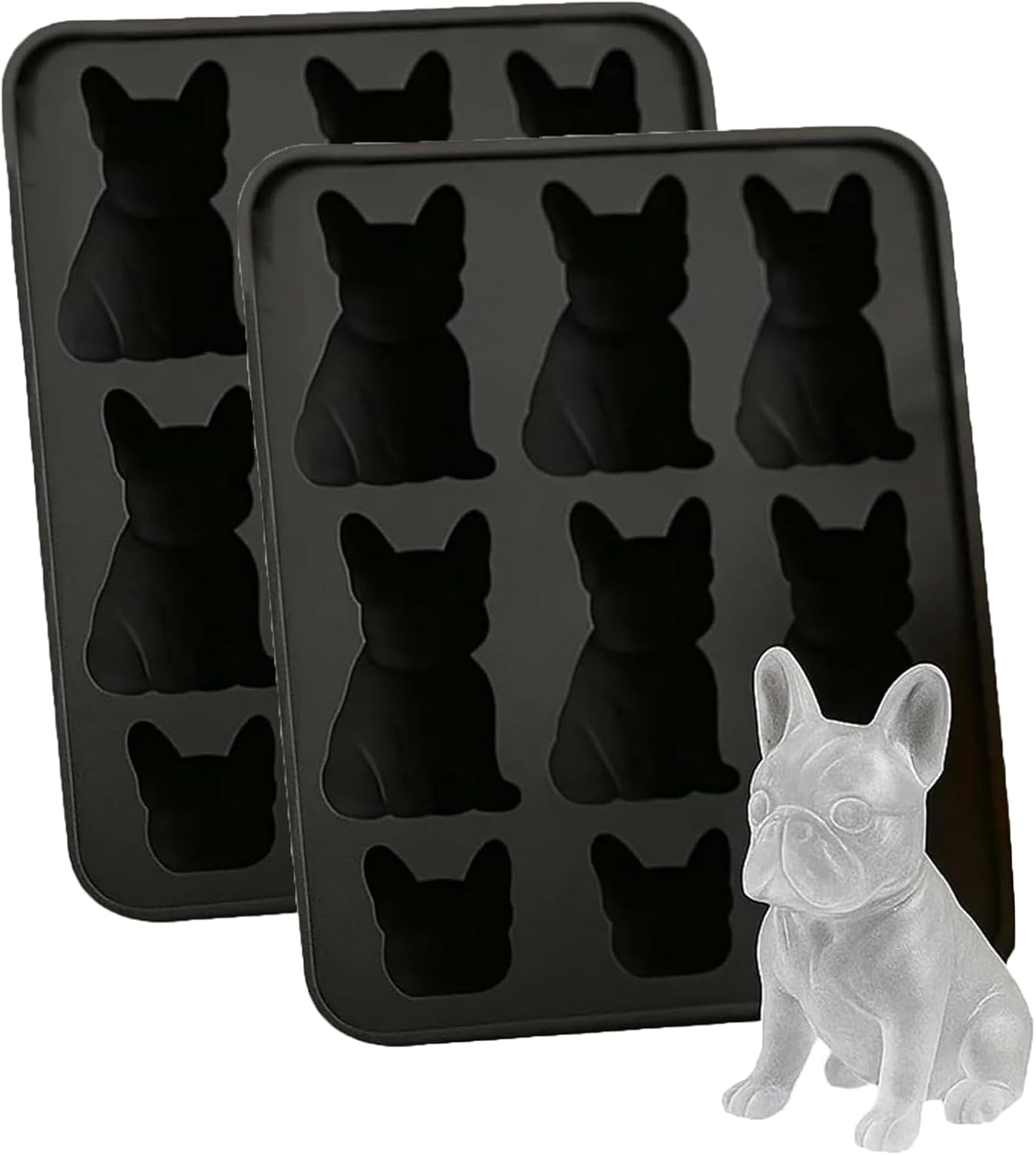 French Bulldog Ice Cube Mold, Fun Animal Shape 3D Popsicle Molds, Cute Novelty Dog Flexible Ice Maker for Bulldog Lover & Whiskey Party Drinks
