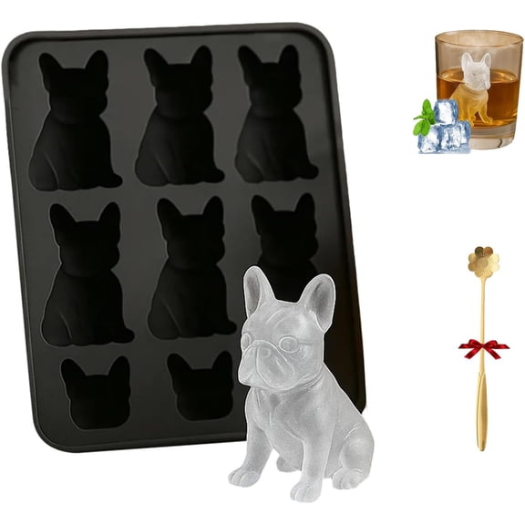 French Bulldog Ice Mold, French Bulldog Ice Mold Set, Fun Animal Shape 3D Popsicle Molds, Cute Novelty Dog Ice Maker Gift for Bulldog Lover,Whiskey Party Drinks (1PCS)