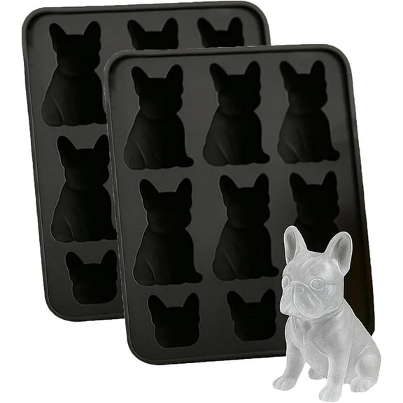 French Bulldog Ice Mold, French Bulldog Ice Mold Set, Fun Animal Shape 3D Silicone Popsicle Molds, Cute Novelty Cat Ice Maker Gift for Bulldog/Cat Lover,Whiskey Party Drinks (#A)