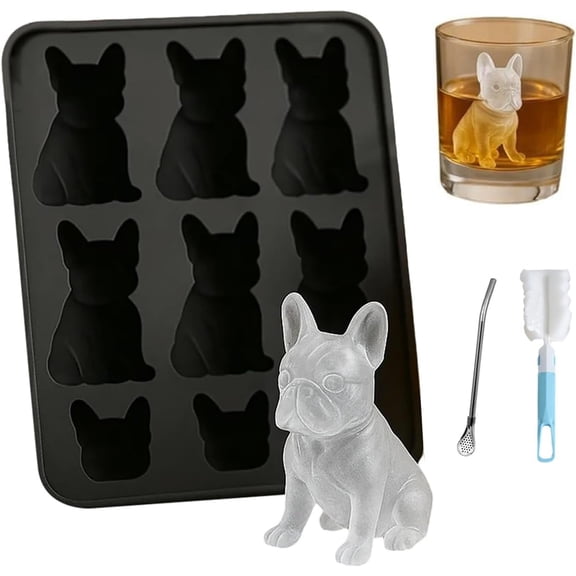 French Bulldog Ice Mold,Molds with Homemade Drink Decoration,Fun Animal Shape 3D Dog Ice Cube Tray for Whiskey,Cute Novelty Dog Gifts for Bulldogs Lover (Bulldog)