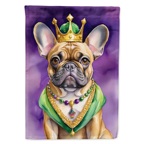French Bulldog King of Mardi Gras House Flag 28 in x 40 in