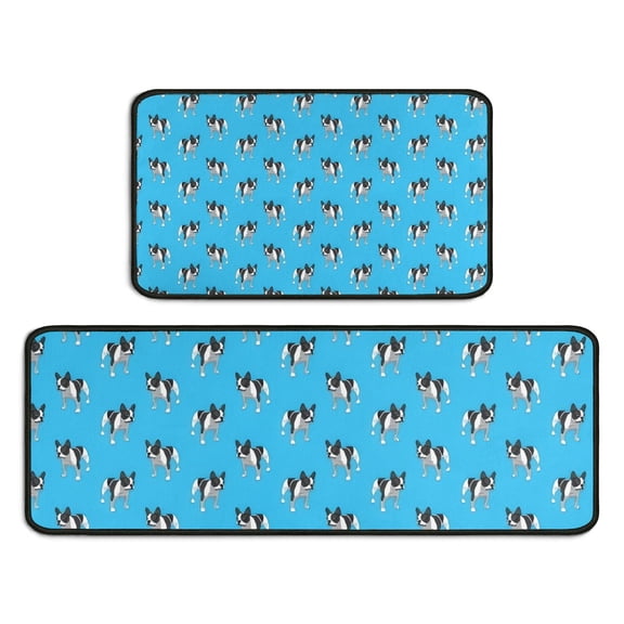 French Bulldog Kitchen Rugs Sets Of 2,Anti Fatigue Kitchen Mat Rugs Non Slip Washable,Decorative Kitchen Floor Mats for Kitchen,Sink,Laundry,17"X30"+17"X47"