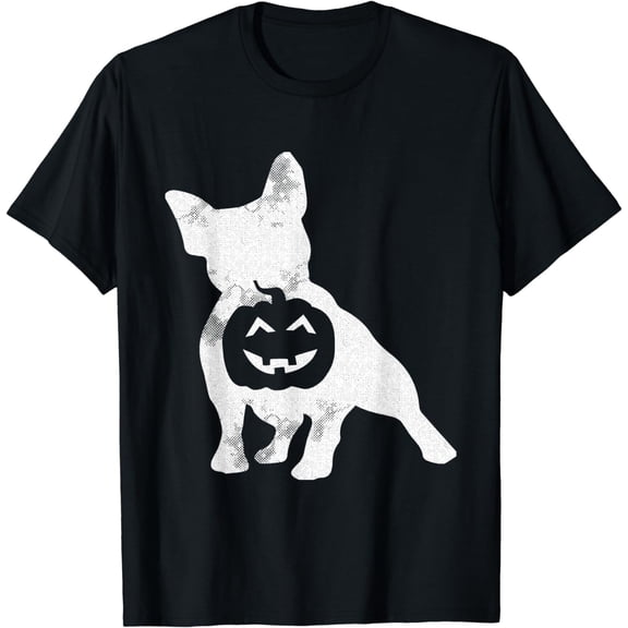 French Bulldog Lazy Halloween Costume Cute Frenchie Pumpkin T-Shirt