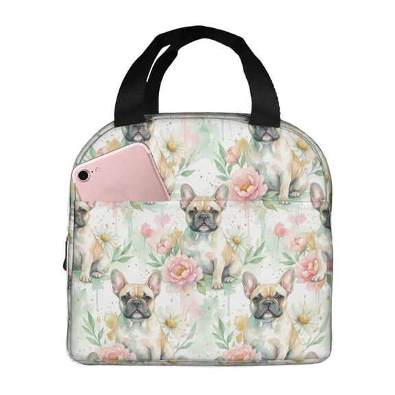 French Bulldog Lunch Bag Cute Dog Insulated Lunch Box Reusable Thermal Cooler Tote Bag Food Container For Men Women Travel