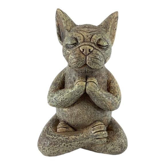 French Bulldog Meditating Yoga Pose Figurine 5.75 Inch Meditation Grey