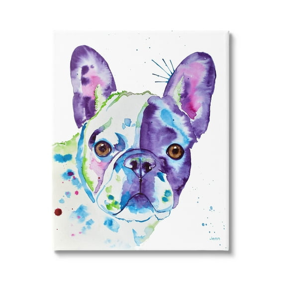 French Bulldog Modern Face Portrait Animals & Insects Graphic Art Gallery Wrapped Canvas Print Wall Art