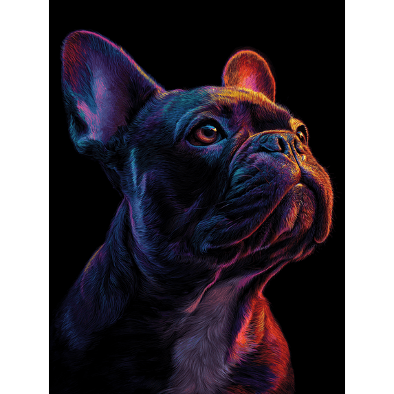 French Bulldog Neon Pop Art Canvas Print, Trendy Pet Wall Art for Living Room Bedroom Office Cafe Home Decor
