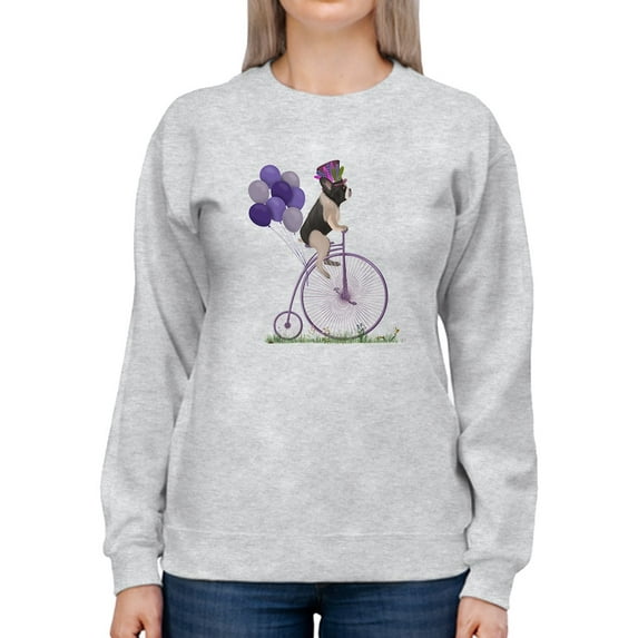 French Bulldog On A Unicycle Sweatshirt Women -Fab Funky Designs, Female 5X-Large