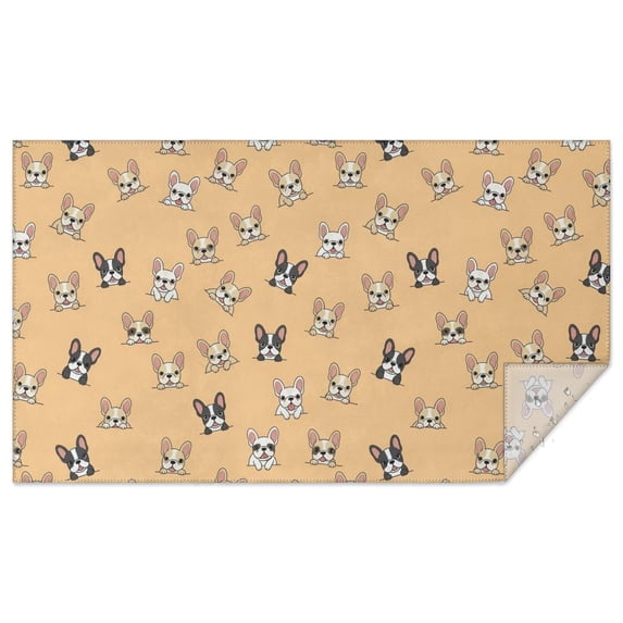 French Bulldog Orange Pattern Waterproof Tablecloth, Rectangular Fabric ...