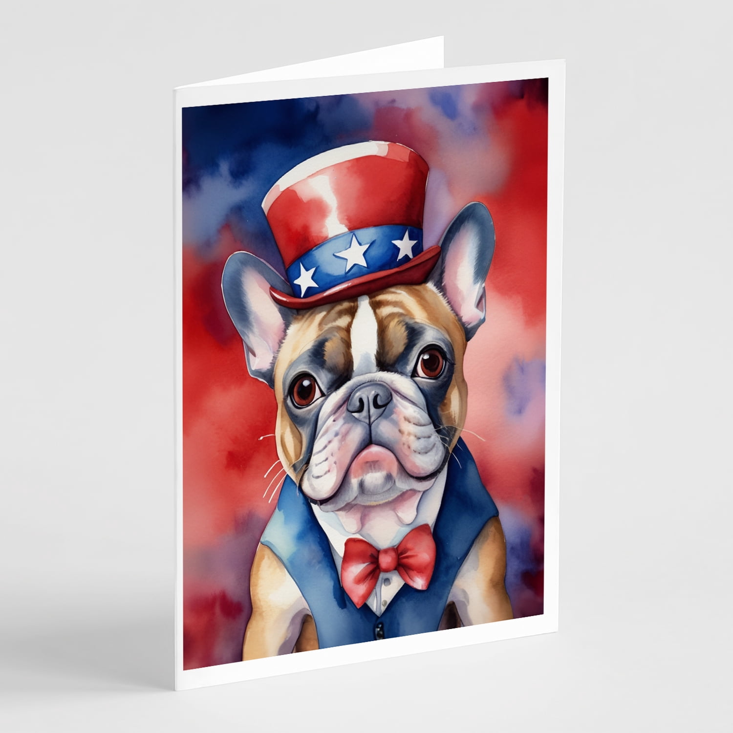 French Bulldog Patriotic American Greeting Cards Pack of 8 7 in x 5 in