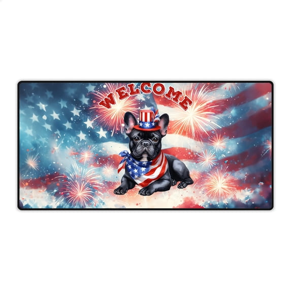 French Bulldog Patriotic Welcome for 4Th of July Independence Day Desk Mat Full Keyboard Mouse Pad Dog Lover Gifts Large Mousepad - 00010