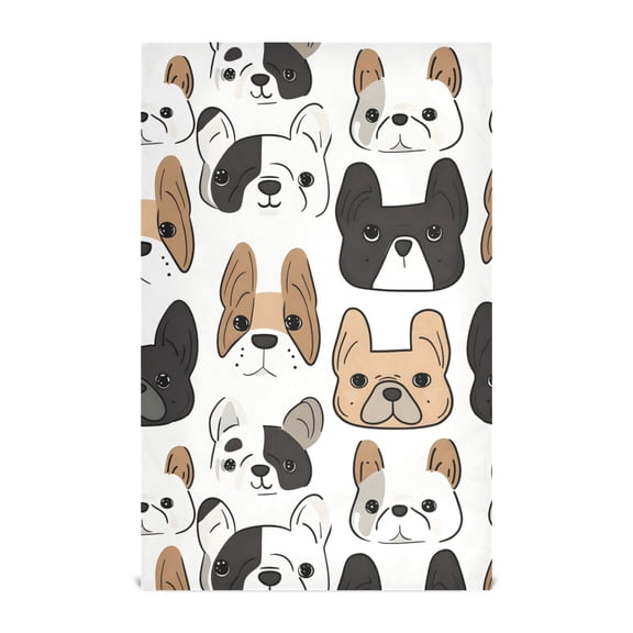 French Bulldog Pattern Kitchen Towels Waffle Weave Decorative Tea Towels Multi Use Dishcloths 28x18in
