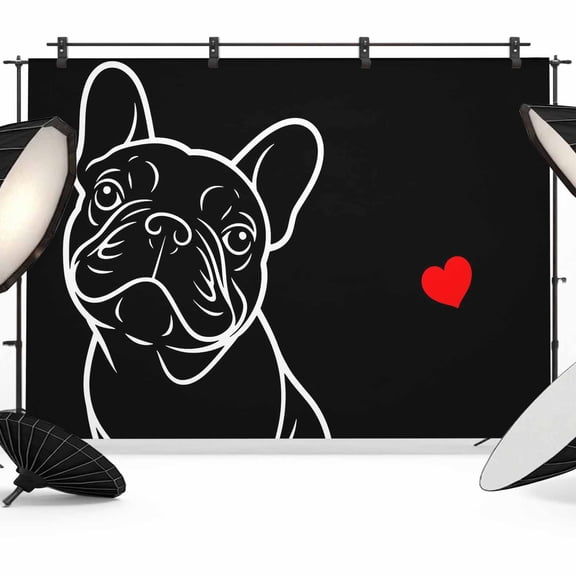 French Bulldog Photography Backdrop 7x5FT, Red Love Heart Photo Backdrops, Background for Photography Studio Photo Studio Background, Back Drop for Photoshoot