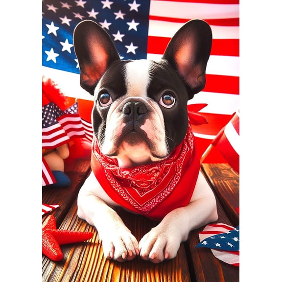 French Bulldog Pied -  Best of Breed DCR Patriotic I House Flag