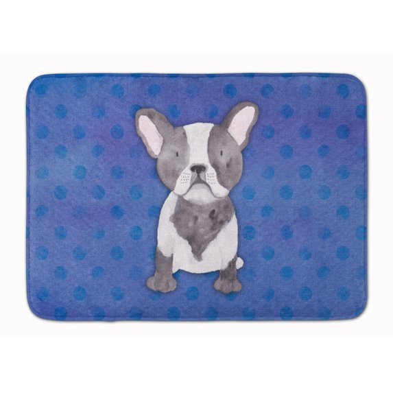 French Bulldog Polkadot Watercolor Machine Washable Memory Foam Mat